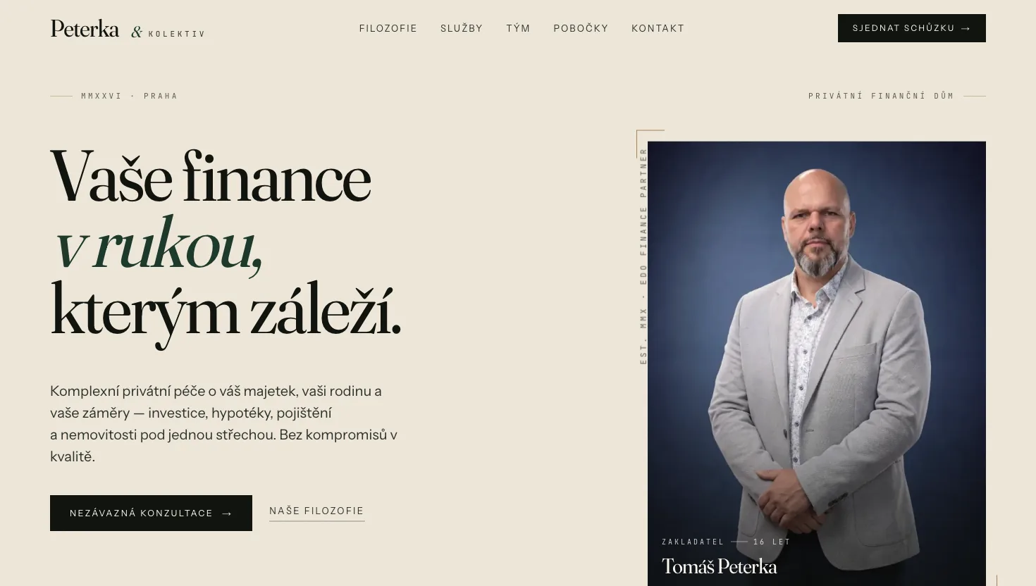 Snímek webu Peterka & Kolektiv
